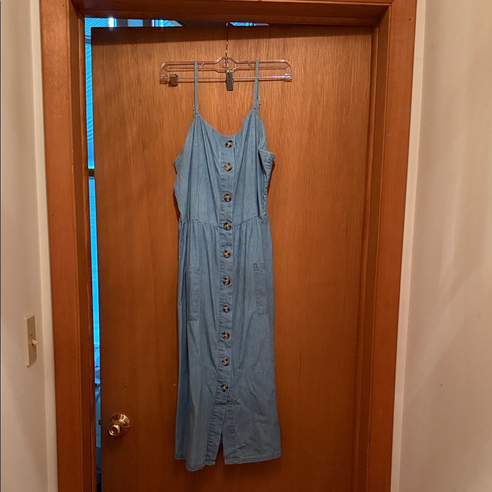 J for Justify Light Blue Button-Front Midi Dress